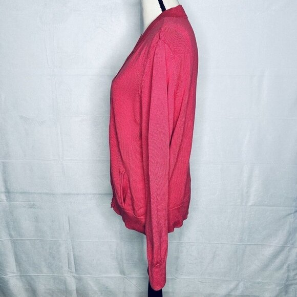 Talbots Full-Zip Cardigan Sweater Mercerized Cotton Pink Long-Sleeve Sz XL - Picture 4 of 8